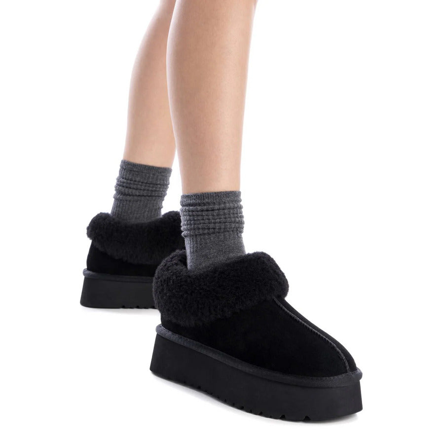 Carmela μαύρο δερμάτινο clog 162002