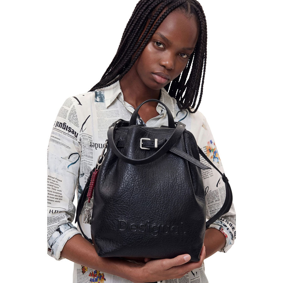 Desigual μαύρη τσάντα πλάτης 26WAKP05