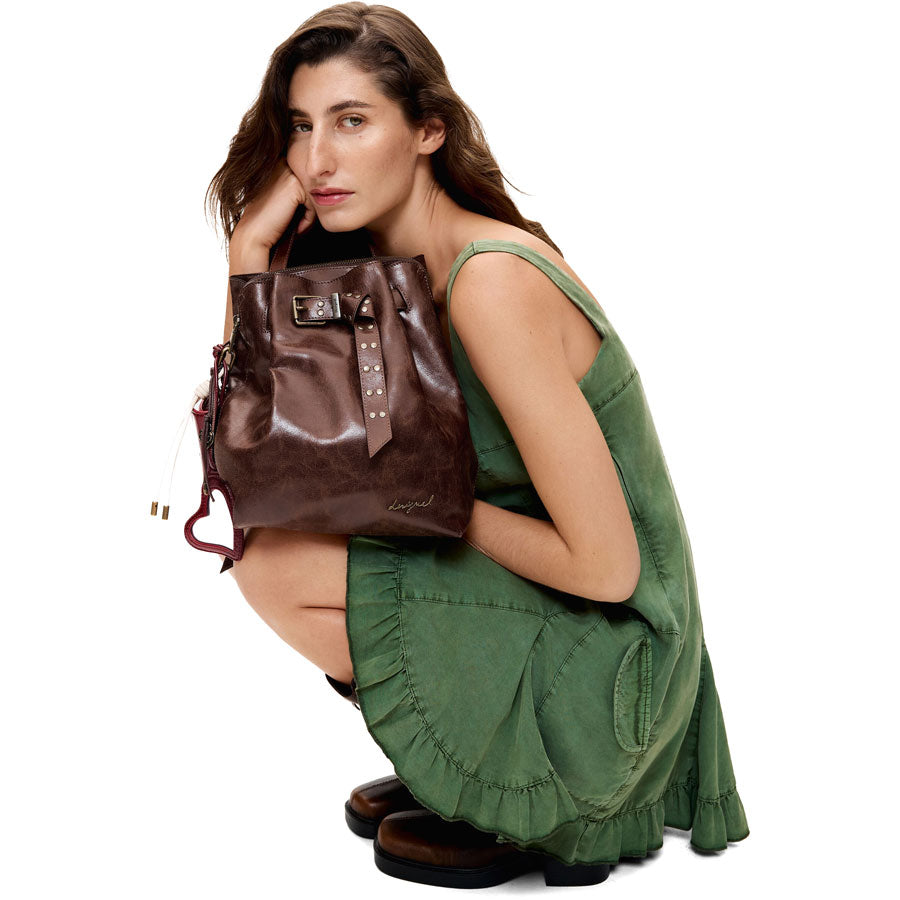 Desigual καφέ τσάντα πλάτης 26WAKP12