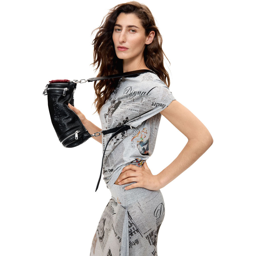 Desigual μαύρη mini τσάντα ώμου 26WAXP99