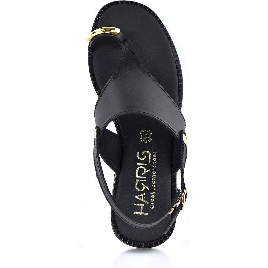 Δερμάτινο μαύρο σανδάλι HARRIS 500-1084