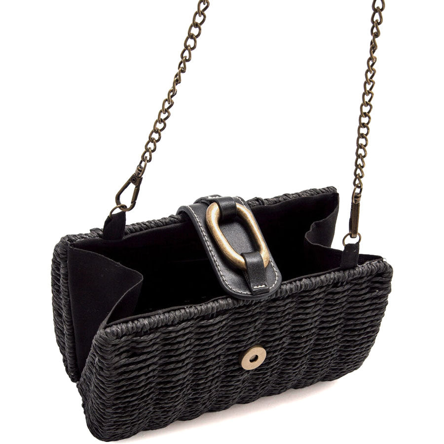 MTNG μαύρη τσάντα clutch SHELL