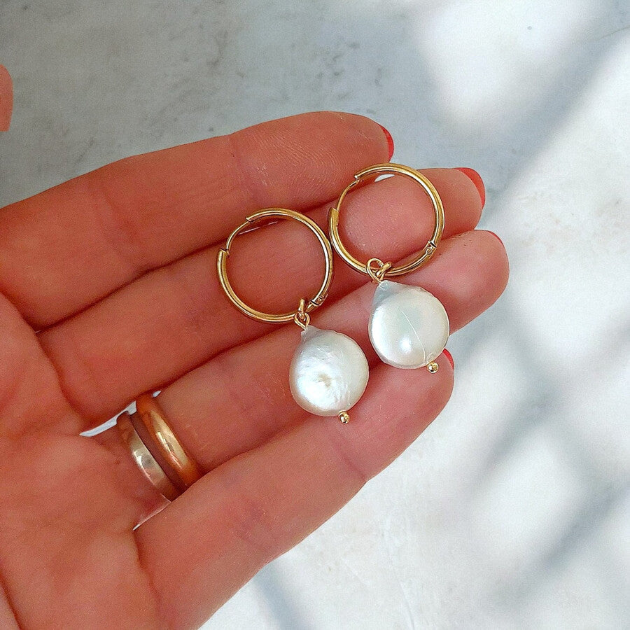 Duestelle σκουλαρίκια με επιχρύσωση 18K BIANCA HOOPS