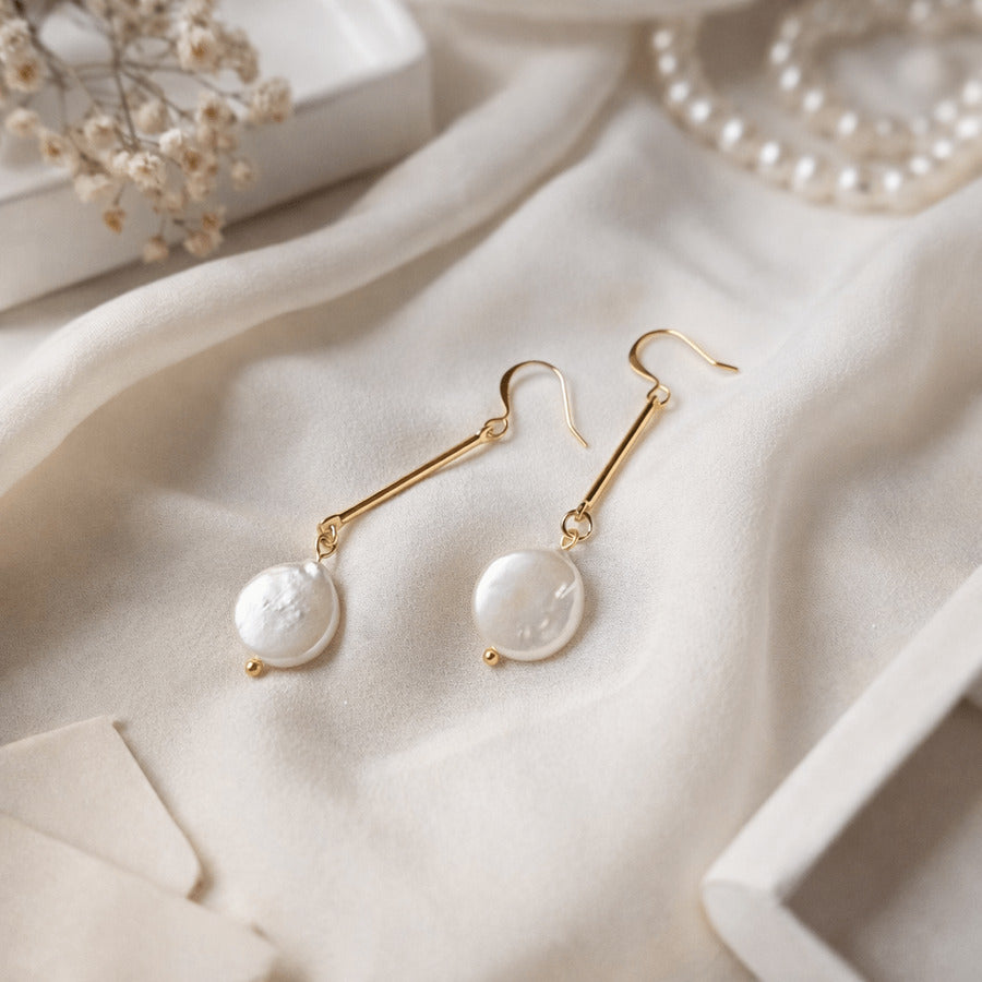 Duestelle σκουλαρίκια με επιχρύσωση 18K WHITE PENDANTS