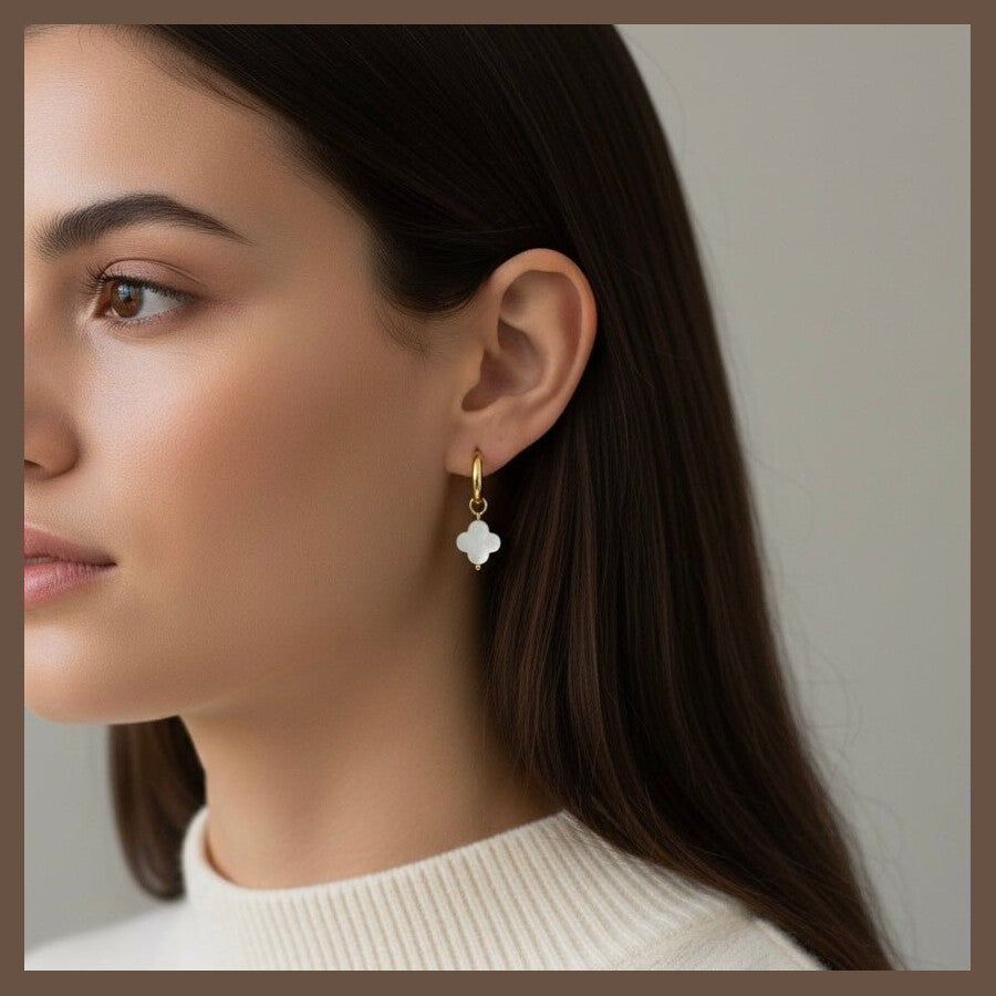 Duestelle σκουλαρίκια με επιχρύσωση 18K Clover