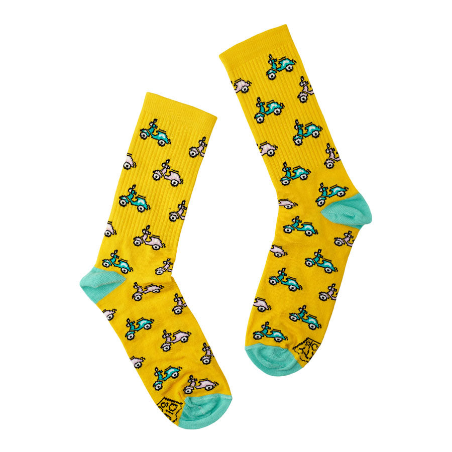Dirty Socks κίτρινες κάλτσες Vespa
