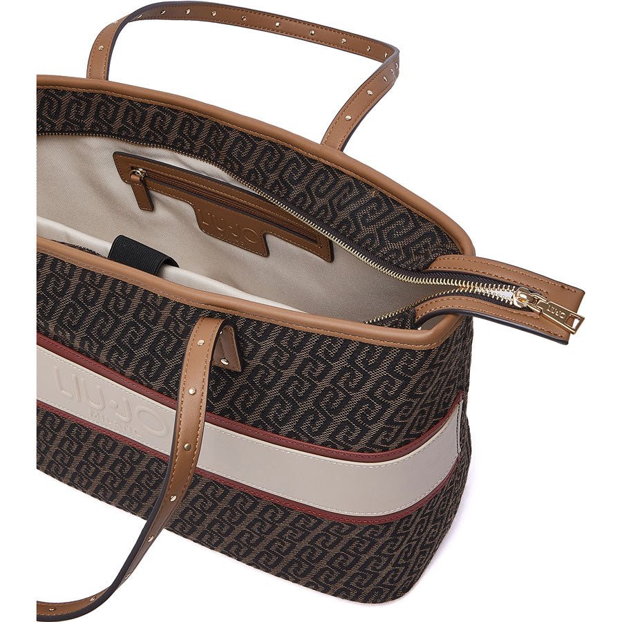 LIU JO καφέ logo shopping bag AF6059