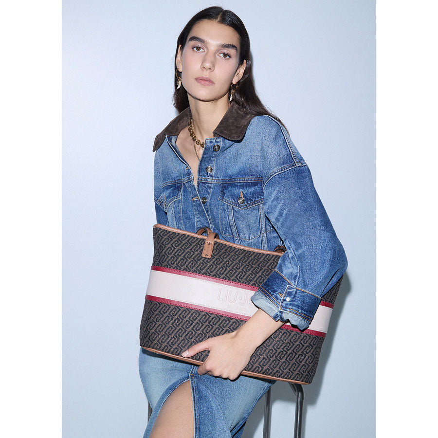 LIU JO καφέ logo shopping bag AF6059