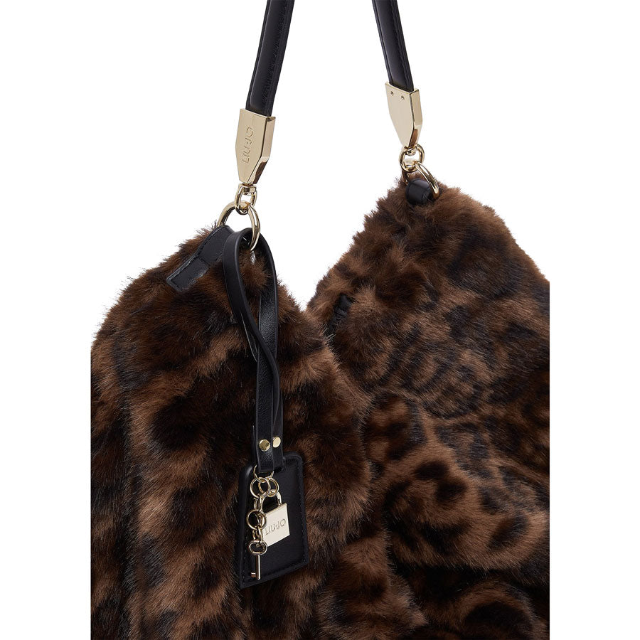 LIU JO animal print γούνινη τσάντα ώμου AF6194