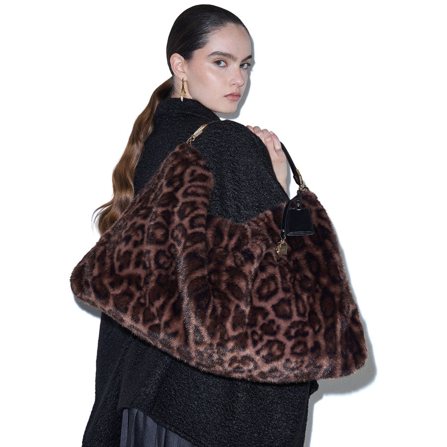 LIU JO animal print γούνινη τσάντα ώμου AF6194
