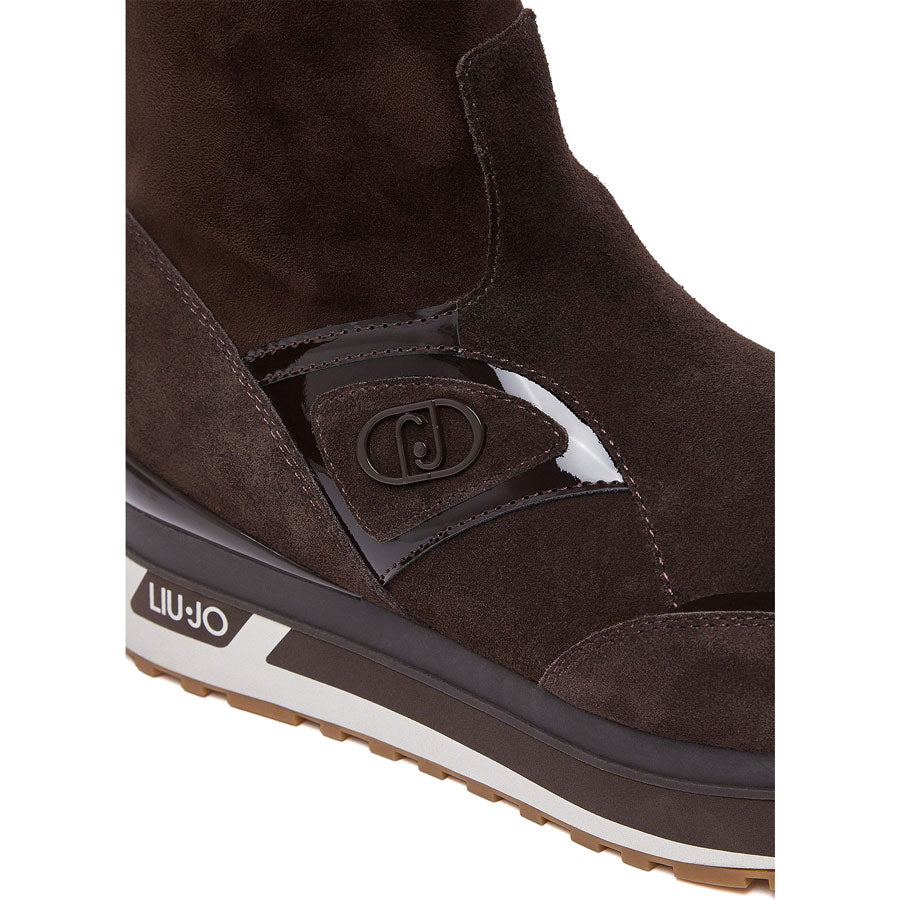 LIU JO δερμάτινο καφέ sneaker/ μποτάκι MAXI WONDER