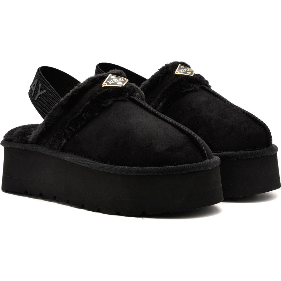 Replay μαύρο γούνινο clog CHIC VIBE