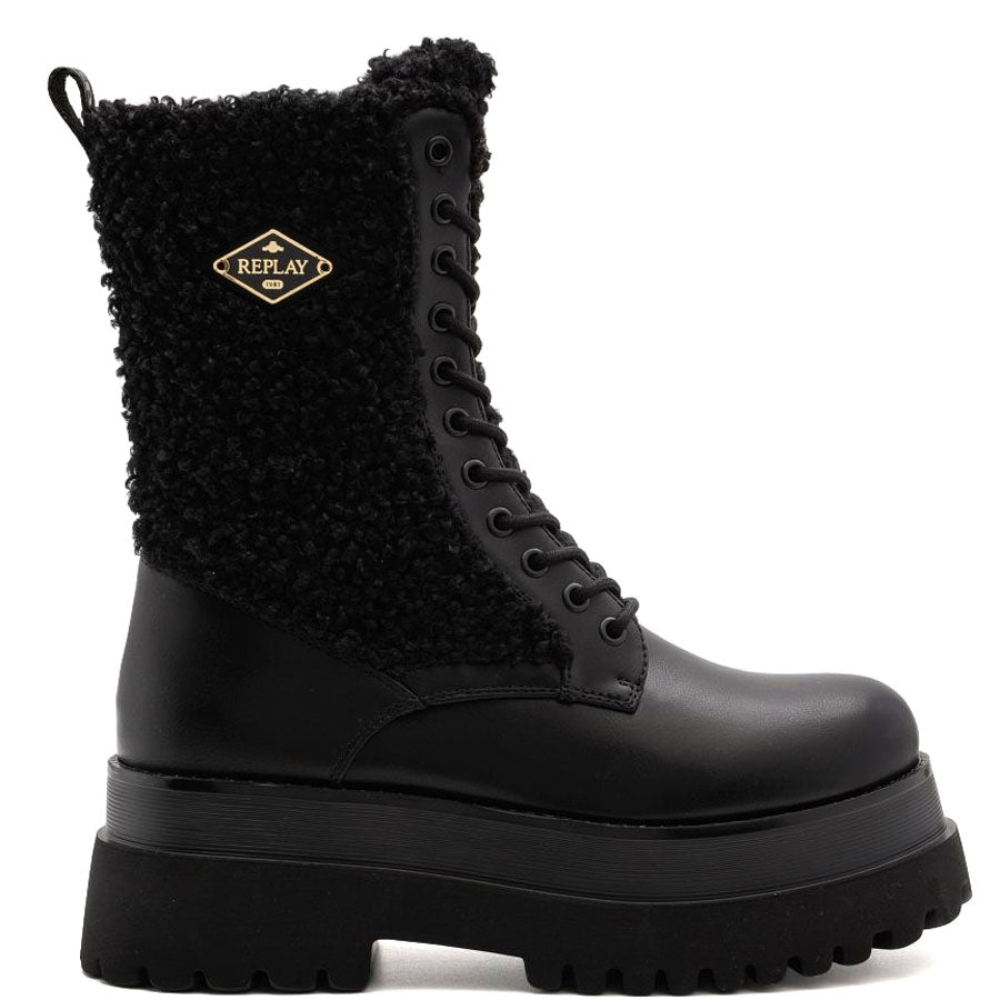 REPLAY μαύρο biker boot ANY HUSTLE