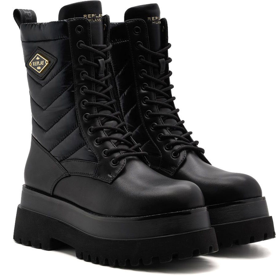 REPLAY μαύρο biker boot ANY BOLD
