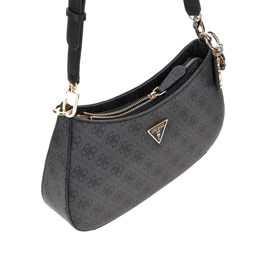 Guess μαύρη τσάντα ώμου Noelle Top Zip 4G Logo