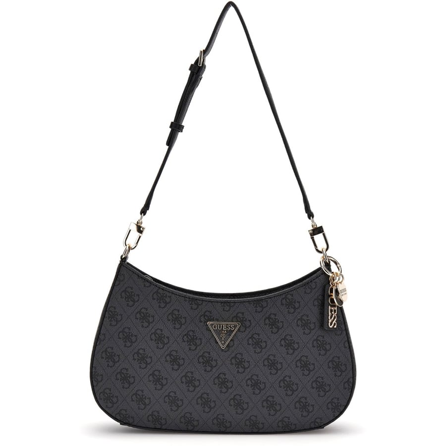 Guess μαύρη τσάντα ώμου Noelle Top Zip 4G Logo