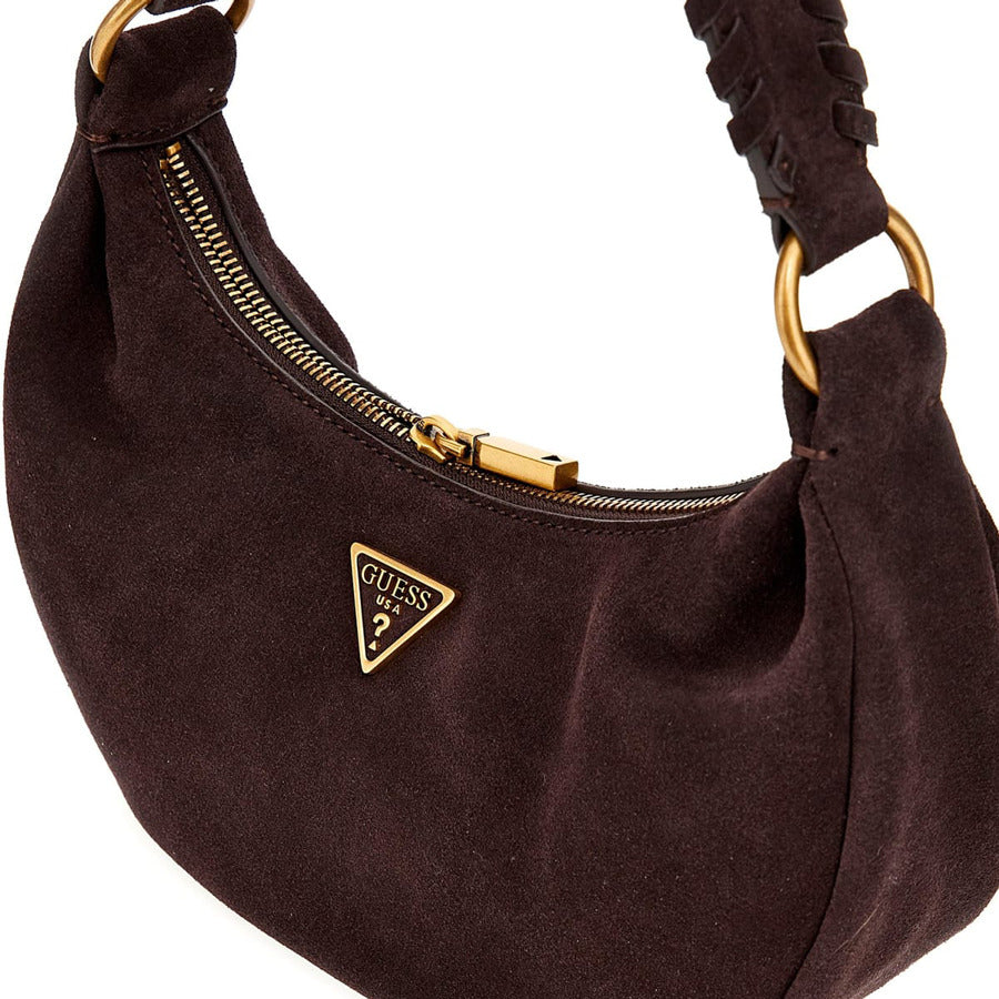 Guess καφέ δερμάτινη τσάντα ώμου Amita SB9539720