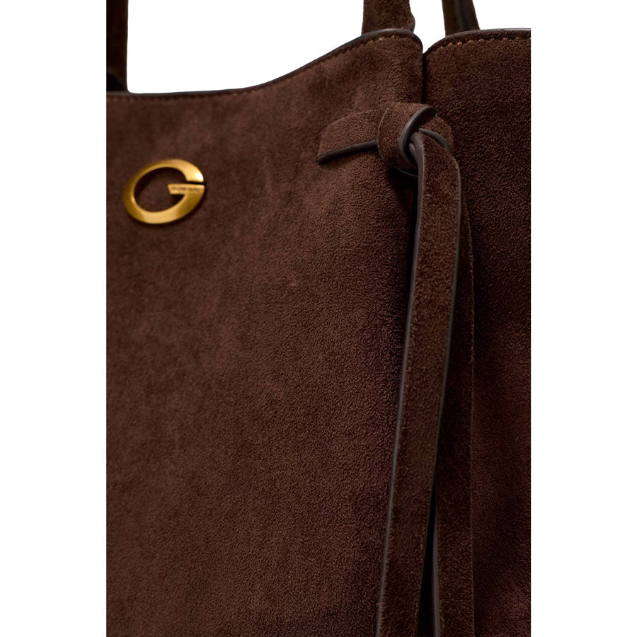 Guess καφέ suede τσάντα ώμου Allegra