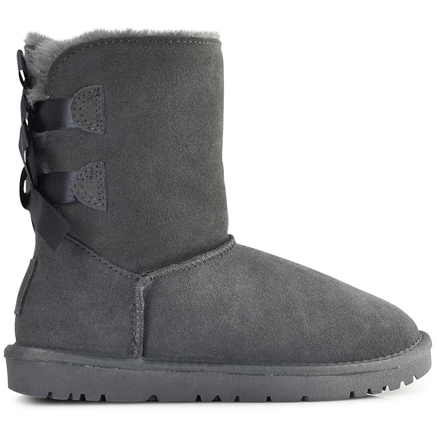 Γκρι δερμάτινο Australian Boot με κορδέλα Kelara K21215