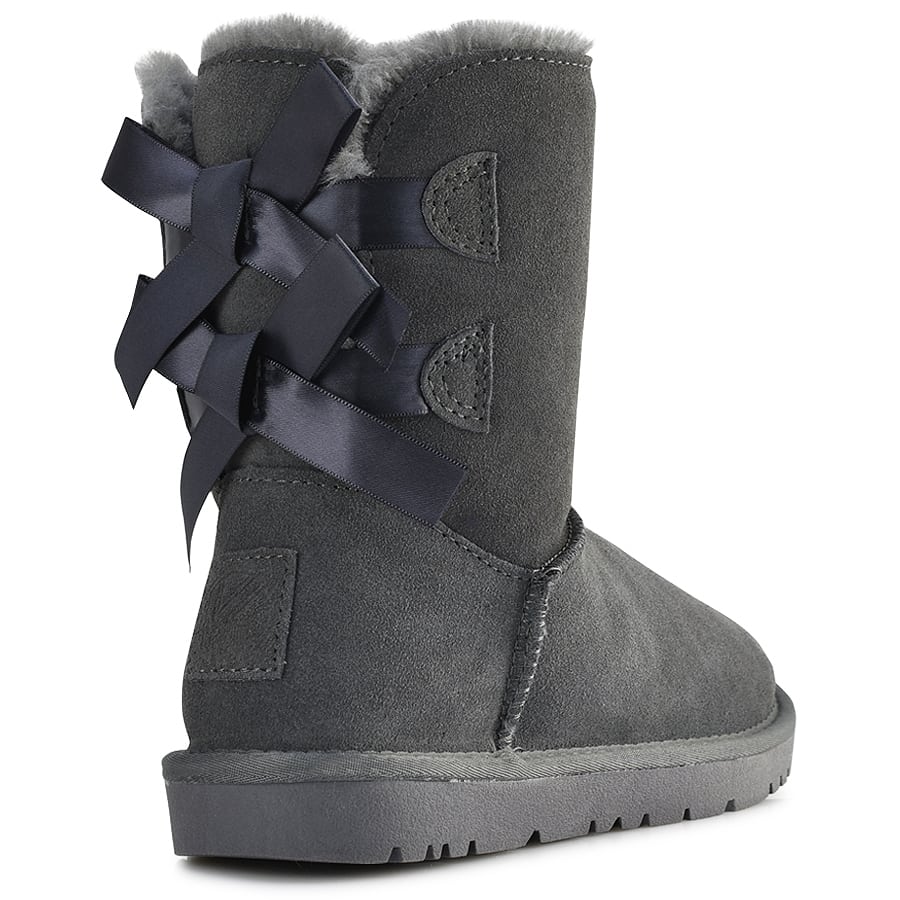 Γκρι δερμάτινο Australian Boot με κορδέλα Kelara K21215