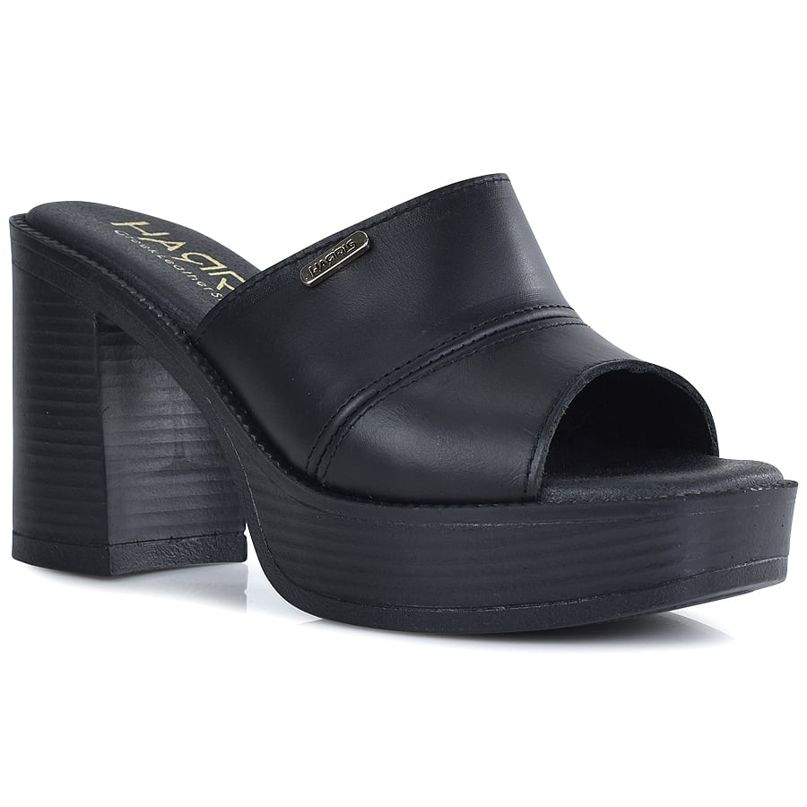 Δερμάτινo μαύρο πέδιλο Harris 236-4305
