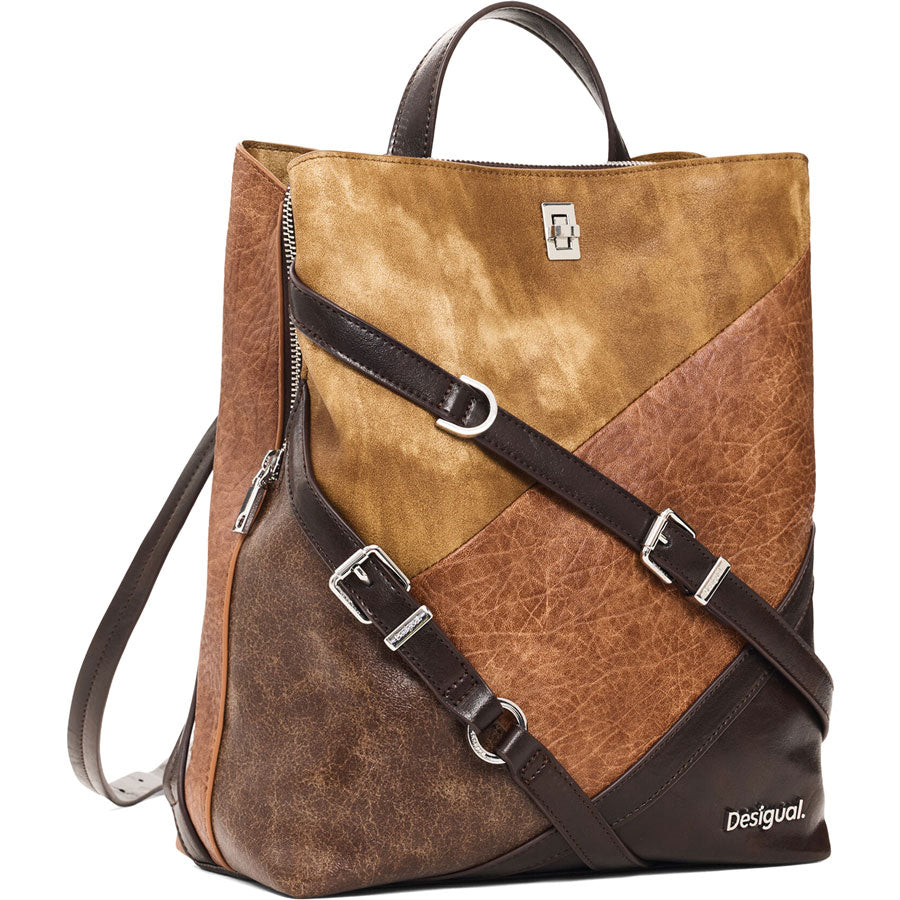 Desigual καφέ τσάντα πλάτης 26WAKP31