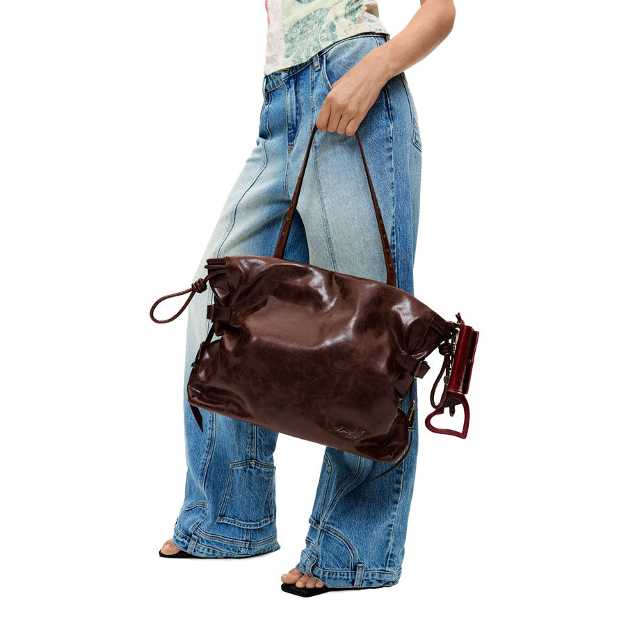Desigual καφέ τσάντα ώμου 26WAXP93