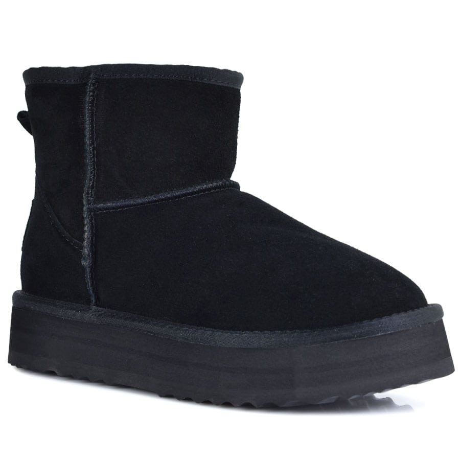 Μαυρο δίπατο δερμάτινο Australian Boot Kelara 41210
