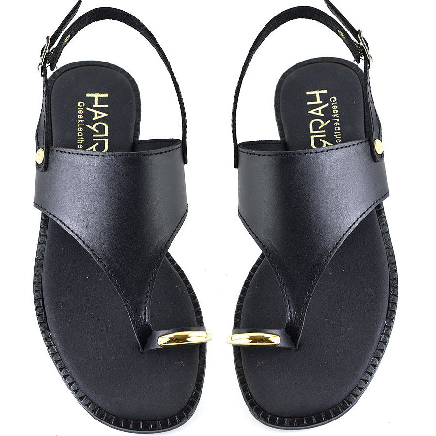 Δερμάτινο μαύρο σανδάλι HARRIS 500-1084
