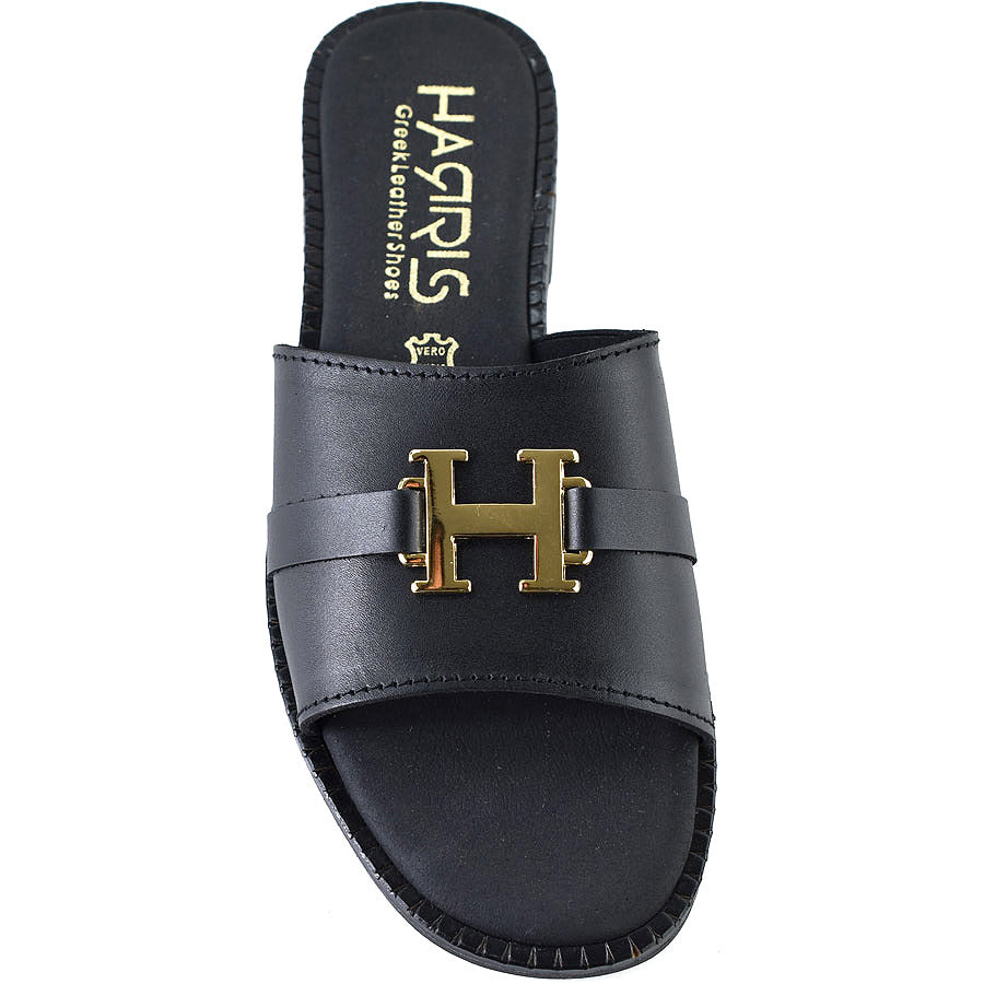 Δερμάτινο μαύρο σανδάλι HARRIS 551-1084