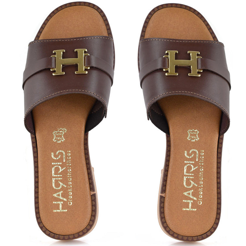 Δερμάτινο καφέ σανδάλι HARRIS 551-1084