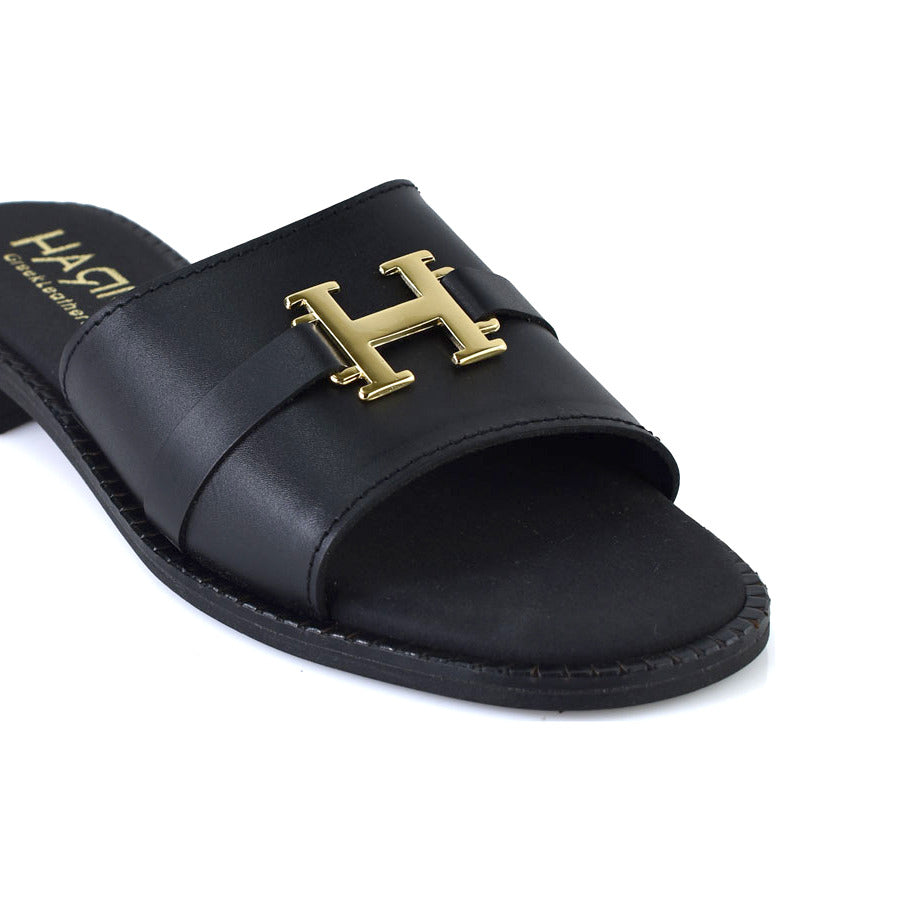 Δερμάτινο μαύρο σανδάλι HARRIS 551-1084