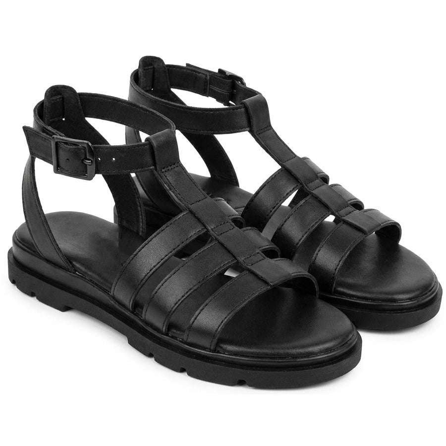 Δερμάτινο μαύρο σανδάλι Lady 624