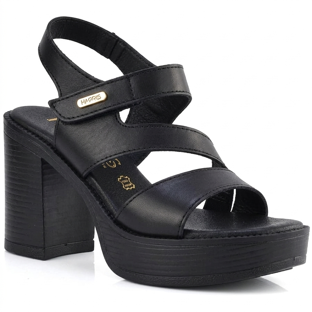 Δερμάτινo μαύρο πέδιλο Harris 663-4305