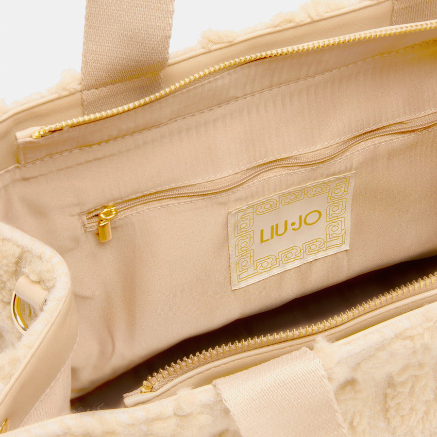 LIU JO μπεζ shopping bag 2F5027 LOGO