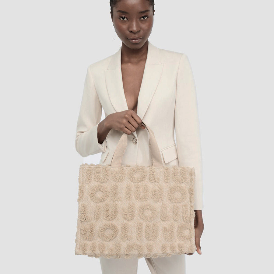 LIU JO μπεζ shopping bag 2F5027 LOGO