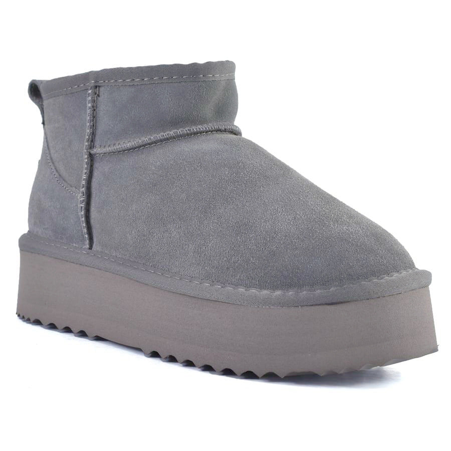 Γκρι δίπατο δερμάτινο Australian Boot Kelara 41209