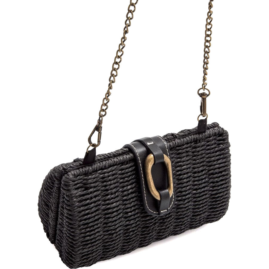 MTNG μαύρη τσάντα clutch SHELL
