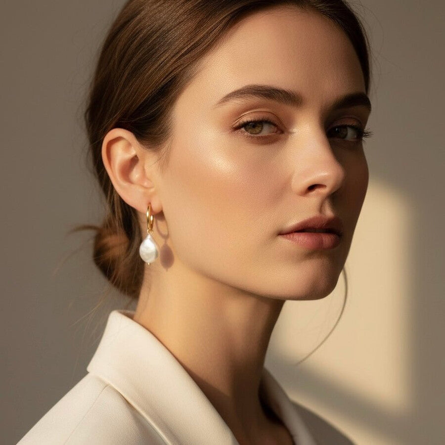 Duestelle σκουλαρίκια με επιχρύσωση 18K BIANCA HOOPS