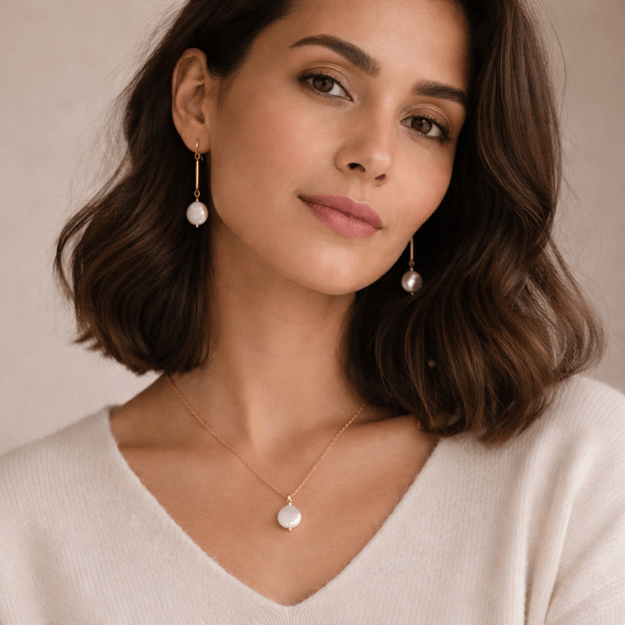 Duestelle σκουλαρίκια με επιχρύσωση 18K WHITE PENDANTS