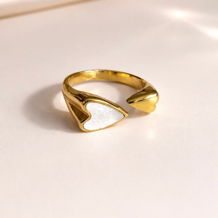 Duestelle δακτυλίδι με επιχρύσωση 18K Pearl Heart
