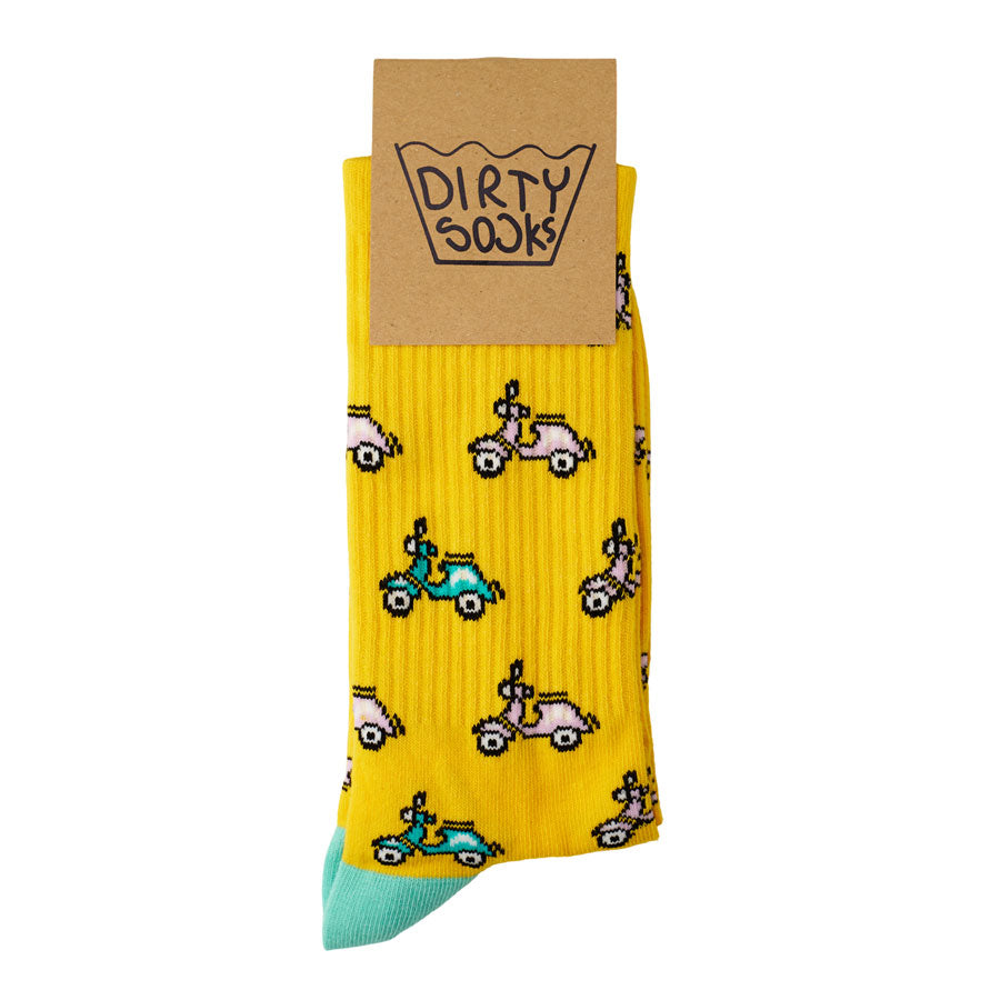 Dirty Socks κίτρινες κάλτσες Vespa