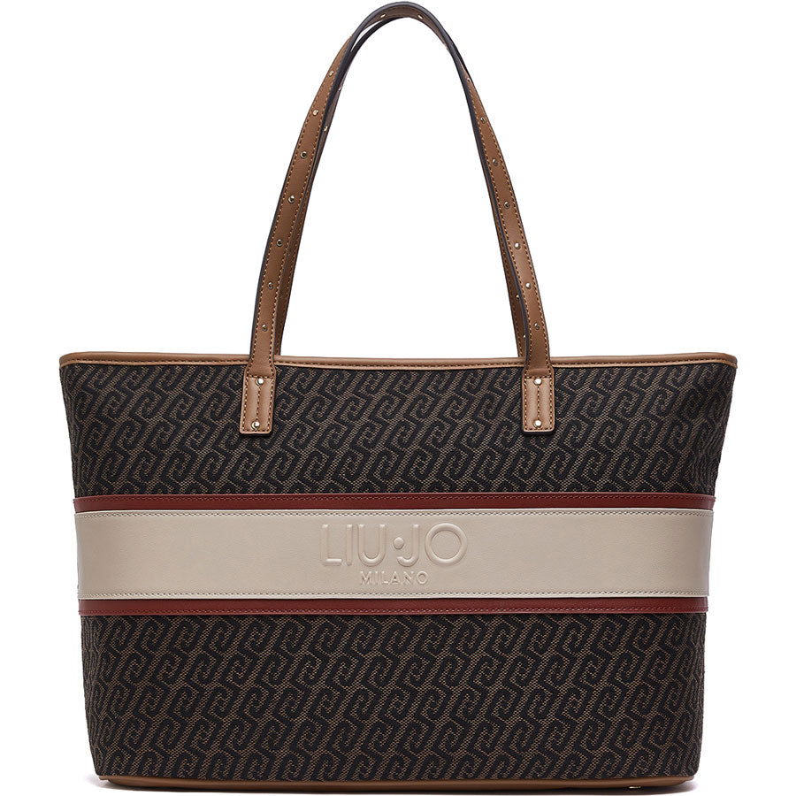 LIU JO καφέ logo shopping bag AF6059
