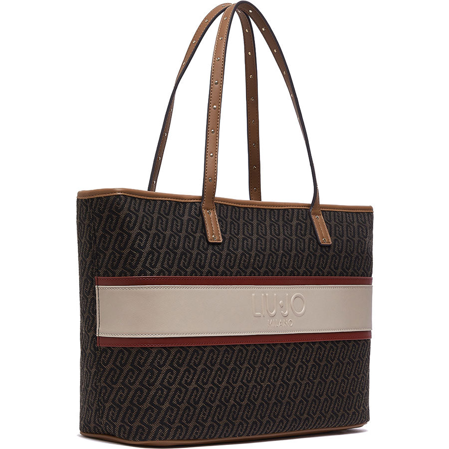 LIU JO καφέ logo shopping bag AF6059