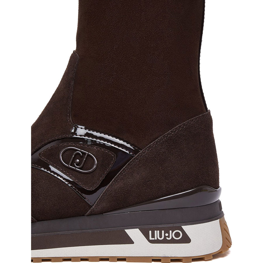 LIU JO δερμάτινο καφέ sneaker/ μποτάκι MAXI WONDER