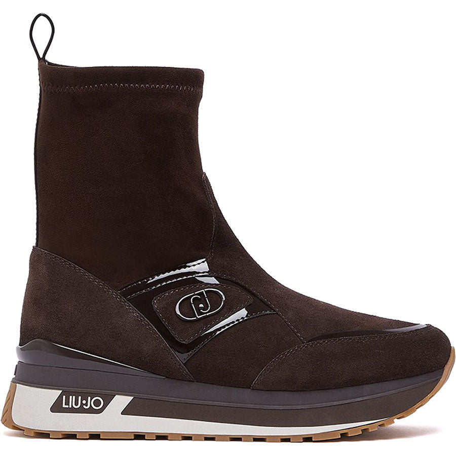 LIU JO δερμάτινο καφέ sneaker/ μποτάκι MAXI WONDER