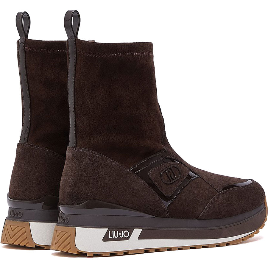 LIU JO δερμάτινο καφέ sneaker/ μποτάκι MAXI WONDER