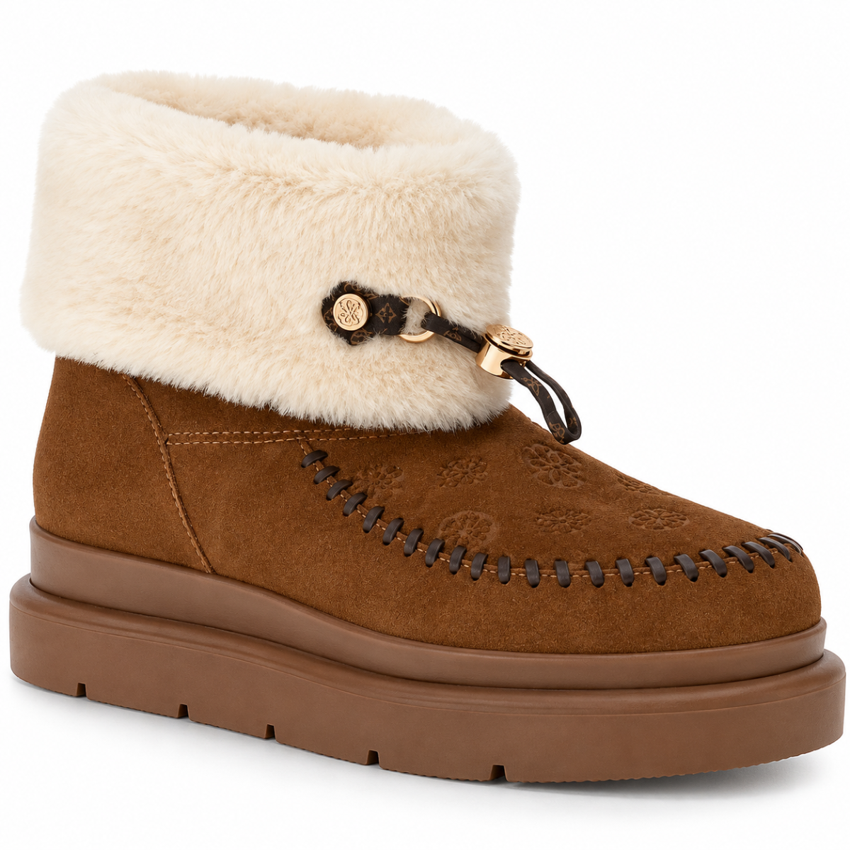 GUESS ταμπά δερμάτινο μποτάκι KENTA
