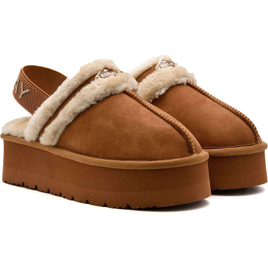 Replay καμελ γούνινο clog CHIC VIBE