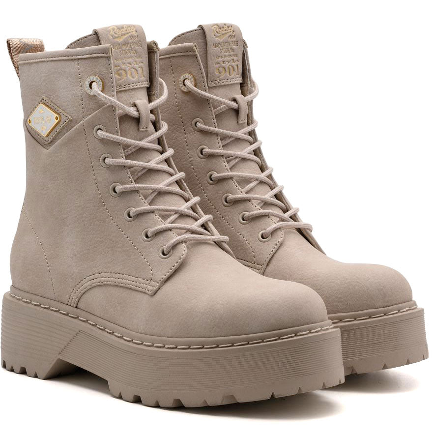 REPLAY εκρού biker boot LUISA FLAME